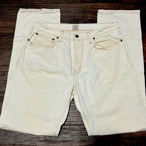Men’s J. Crew Vintage Slim Jeans - 34x34 - cream with brown stitching